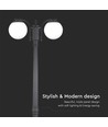 97cm tuinlamp met 2 bollen, 2xE27 - IP44, mat zwart, robuuste constructie, exclusief lichtbron