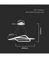 60x60cm 48W LED hanglamp, dimbaar - 5150lm, wit, aluminium, IP20 binnen