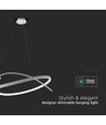48W LED hanglamp, wit cirkel design - Dimbaar, 5150lm, IP20, verstelbare hoogte 80-120cm