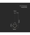 12W Designer hanglamp metaal - L280 x H1800mm, 1300lm, incl. lichtbron