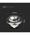 GU10 12W dimbare AR111 LED lamp - RA90, 4000K, 40 graden, 1031lm