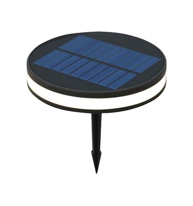 2W Solar LED spot met prikpen - IP54, 3000K, zwart, 1.8W zonnepaneel, incl. batterij