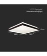 48W LED designer plafondlamp, dimbaar - 4000K, IP44, zwart, vierkant