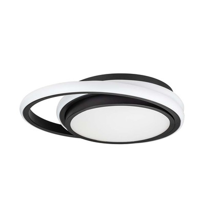 38W LED designer plafondlamp - Zwart, dubbel rond, Ø45cm, 4000K, 4050lm, IP20
