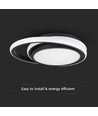 38W LED designer plafondlamp - Zwart, dubbel rond, Ø45cm, 4000K, 4050lm, IP20