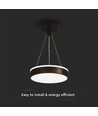 12W designer pendellamp - Ø24cm, 1280lm, zwart, 4000K, IP20 binnen