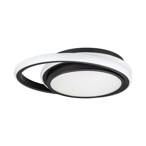 24W LED designer plafondlamp - Ø31cm, 4000K, zwart, dubbel cirkel design, IP20