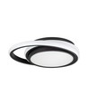 24W LED designer plafondlamp - Ø31cm, 4000K, zwart, dubbel cirkel design, IP20