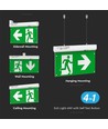 Noodverlichting 4-in-1 ophanging - EXIT bord, zelftestknop, wand/plafond/draadophanging, 6000K