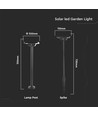 2W LED solar tuinspot met prikpen - IP65, 3-in-1 CCT, zwart, bewegingssensor, aluminium voet