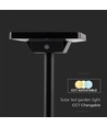 2W LED solar tuinspot met prikpen - IP65, 3-in-1 CCT, zwart, bewegingssensor, aluminium voet