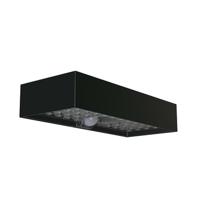 6W LED solar wandlamp met sensor - 900lm, IP65, zwart, 4000K, incl. batterij