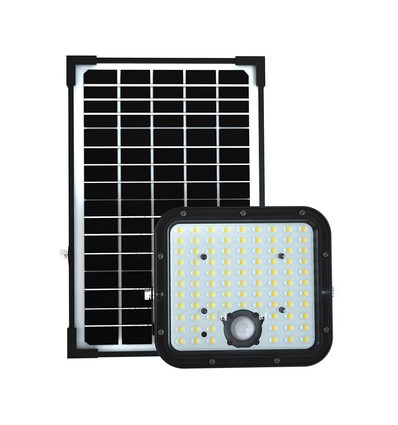 30W Solara LED breedstraler met zonnepaneel - IP65, PIR sensor, 6400K, zwart, LiFePO4 batterij