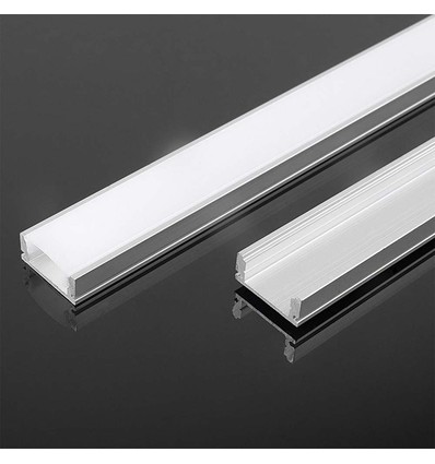 2m Alu profiel voor LED strips, zilver - Incl. diffuser, 2000x17,4x7mm, IP20, voor opbouwmontage