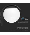 E27 Wandlampfitting - Opal PC Mat Zwarte Behuizing