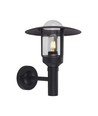 E27 wandlamp met helder glas - Mat zwart, IP44, aluminium, exclusief lichtbron