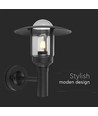 E27 wandlamp met helder glas - Mat zwart, IP44, aluminium, exclusief lichtbron