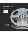 5m 12W/m RGB LED strip - 24V, 120 LED per meter, IP20, 8mm breedte