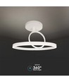 37W LED metalen plafondlamp, wit - Ø50cm, 4000lm, 4000K, dubbel rond design