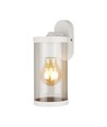 E27 wandlamp - Mat wit, helder glas, 93x116x234 mm, exclusief lichtbron