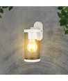 E27 wandlamp - Mat wit, helder glas, 93x116x234 mm, exclusief lichtbron
