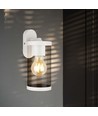 E27 wandlamp - Mat wit, helder glas, 93x116x234 mm, exclusief lichtbron