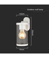 E27 wandlamp - Mat wit, helder glas, 93x116x234 mm, exclusief lichtbron