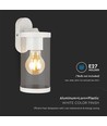 E27 wandlamp - Mat wit, helder glas, 93x116x234 mm, exclusief lichtbron