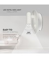3W + 6W LED hotel wandlamp met leesarm - Wit, 3000K, on/off knoppen, CREE LED