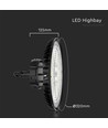120W/150W/200W LED high bay, 160lm/W - IP65, 3-in-1 CCT, instelbaar wattage, Ø32cm