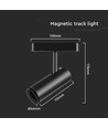 11W ultra-dunne magnetische railspot, 48V - 1300lm, 34°, zwart, 6400K, IP20