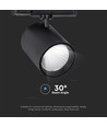 35W LED COB railspot - 3000lm, 4000K, 30 graden, zwart aluminium, IP20
