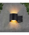 5W LED wandlamp, rond - IP65, zwart, 3000K, up/down licht, incl. lichtbron