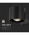 6W LED wandlamp - IP65, zwart, 4000K, 465lm, vierkant, binnen / buiten, incl. lichtbron