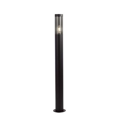 100cm Bolderkar tuinlamp, E27 - Rookglas, zwart roestvrij staal, buiten