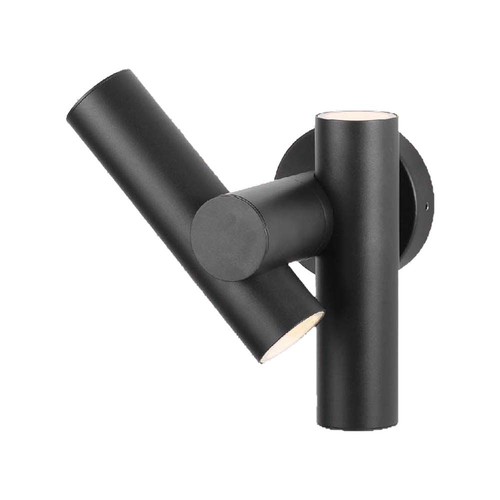 6W wandlamp met 2-weg spot - Zwart, IP44, 90° stralingshoek, verstelbaar, incl. lichtbron