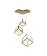 46W LED Designer hanglamp - 3 gouden kubussen, 3000K, 4900lm, 56x48,5x156cm