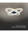 130W LED designer kroonluchter, dimbaar - 13600lm, 3-in-1 CCT, incl. afstandsbediening, zwart/wit design