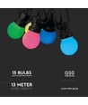 7m LED lichtsnoer met 15 RGB lampen - 0.5W/lamp, bediend via meegeleverde afstandsbediening