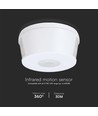 Bewegingsmelder 360° PIR, 1000W - Opbouw, bereik tot 30m, IP20 binnenshuis, wit