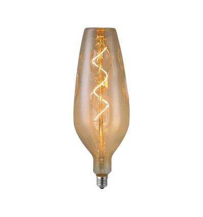 E27 4W LED filament spiraallamp - B125, 250lm, 2700K, Amber/Smoky glas, 300° stralingshoek