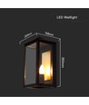 E14 buitenwandlamp - Zwart, IP65, ijzer, zonder lichtbron