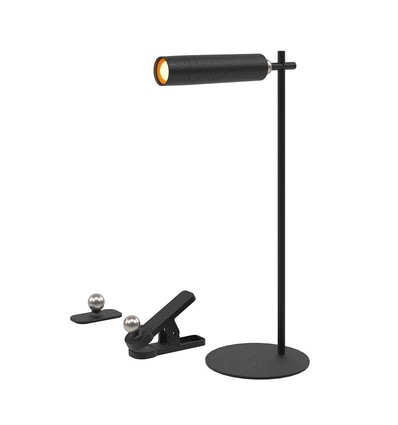 Oplaadbare 3-in-1 LED-lamp - Magnetisch, zwart, dimbaar, incl. voet en 2 stuks montagebeugels