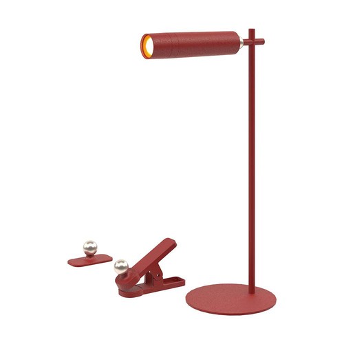 Oplaadbare 3-in-1 LED-lamp - Magnetisch, rood, dimbaar, incl. voet en 2 stuks montagebeugels