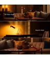 Oplaadbare 3-in-1 LED-lamp - Magnetisch, rood, dimbaar, incl. voet en 2 stuks montagebeugels