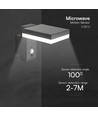 5,5W Solara wandlamp met sensor - Zonne-energie, PIR sensor, IP54, 3000K, zwart, rechthoekig