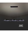 38W LED hanglamp, 100cm - Zwart, 4560lm, 4000K, incl. lichtbron