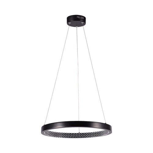 19W Hanglamp - 4000K, Kristal Acryl Binnenin, Zwarte Behuizing