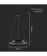 19W Hanglamp - 4000K, Kristal Acryl Binnenin, Zwarte Behuizing