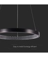 19W Hanglamp - 4000K, Kristal Acryl Binnenin, Zwarte Behuizing